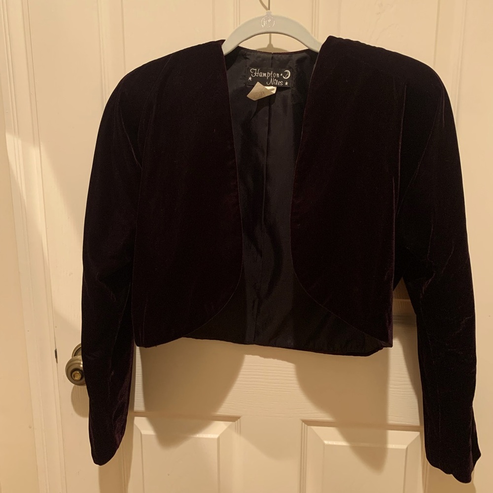 Vintage Hampton Nites black velvet like material size large